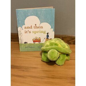 Kohls Cares Plush Green Turtle & And Then Its Spring Hardcover Book Set